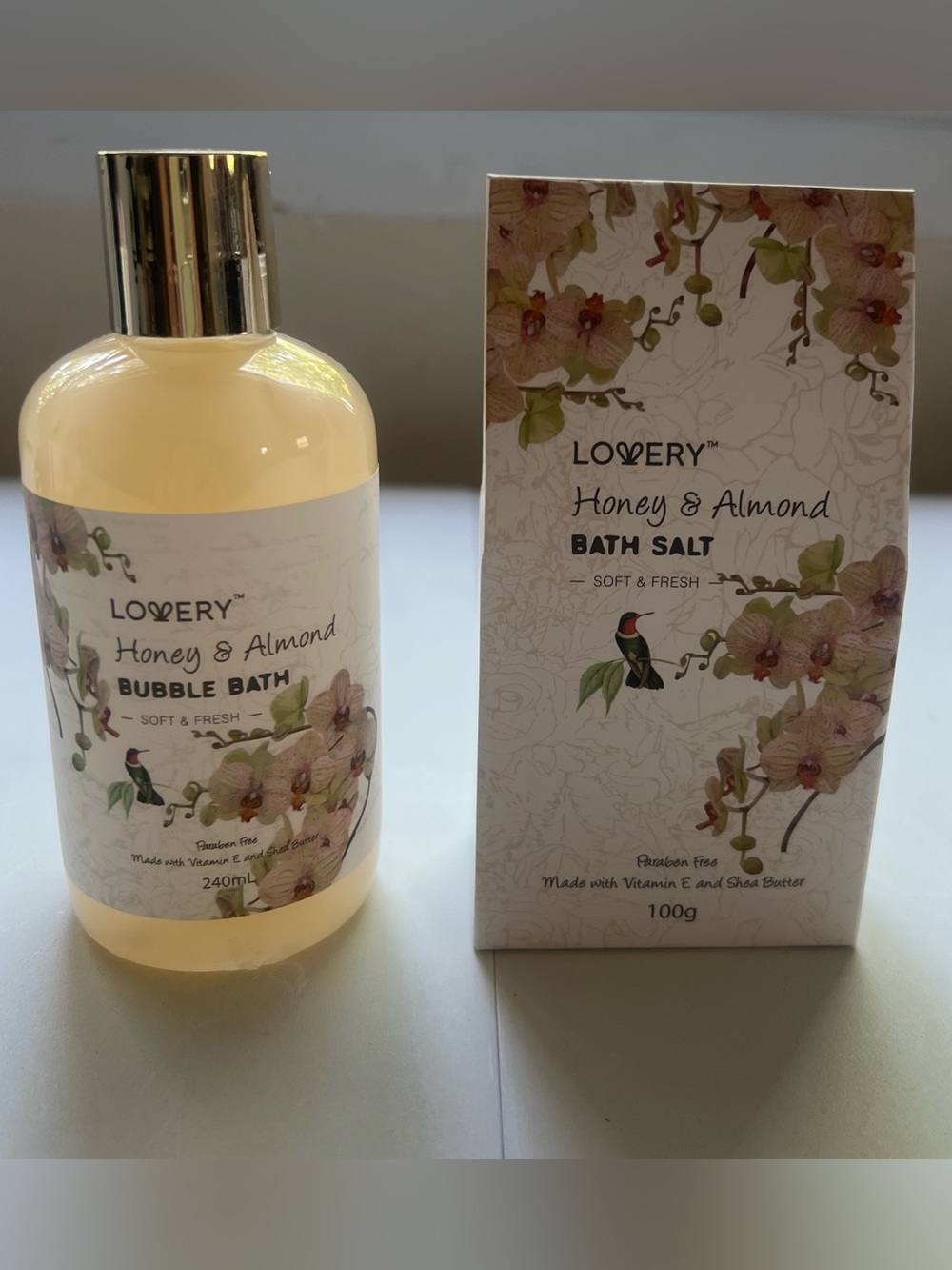 Lovery honey and almond bath set bubble bath and bath salt